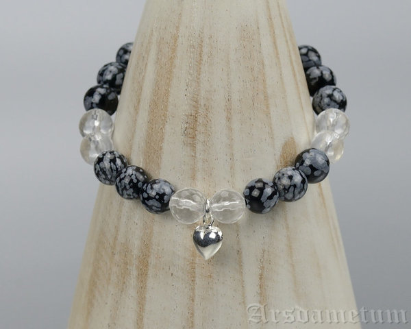 Armband Obsidian und Bergkristall