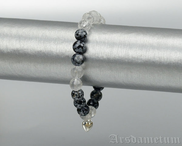 Armband Obsidian und Bergkristall