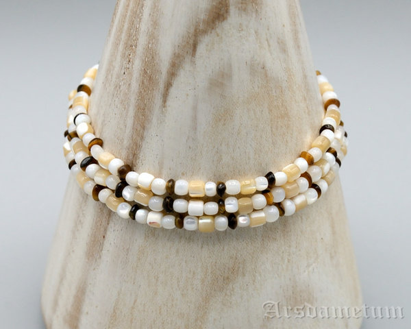 Wickelarmband oder Kette aus dreierlei Perlen