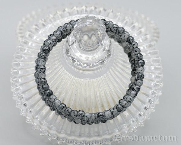 Glasperlen Spiralarmband grau-schwarz