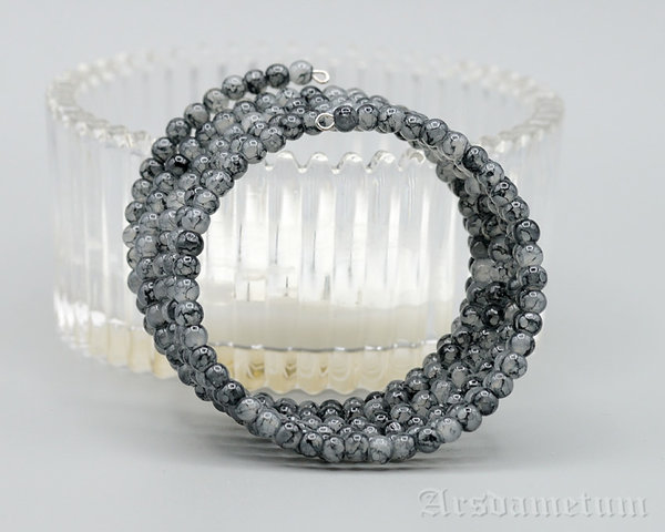 Glasperlen Spiralarmband grau-schwarz